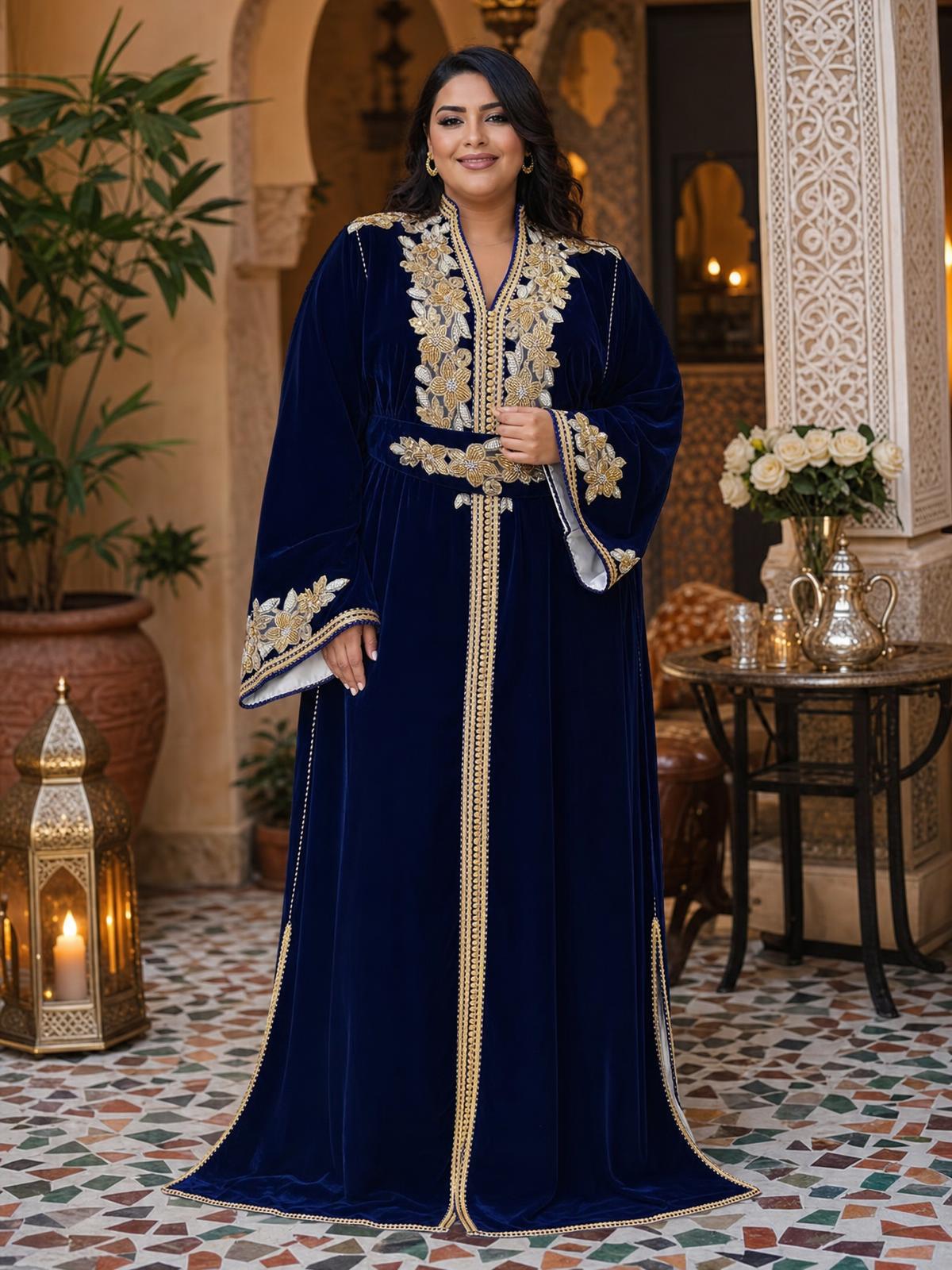 Caftan Lamar — Robe Caftan Marocaine Faite à la Main \u2014 plus-size model